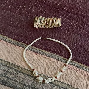 Jewelry Set Puka/Cowrie Seashell Necklace & Bracelet Vacation Resort Nautical